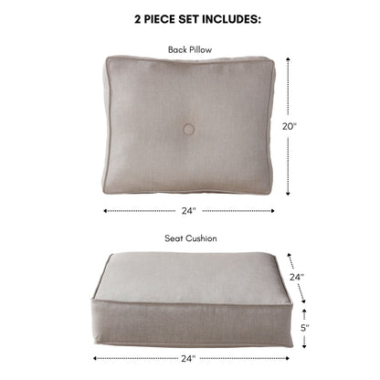 Ensemble de coussins d'extérieur à siège profond Sunbrella de qualité supérieure, 2 pièces