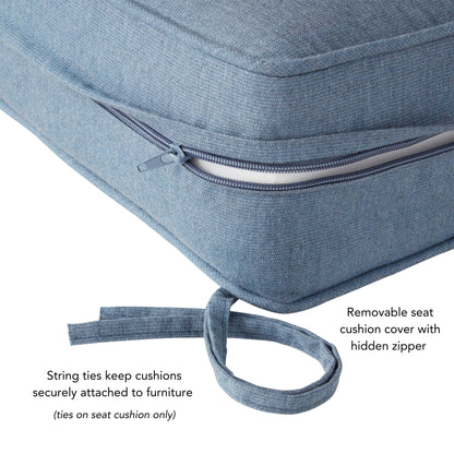 Ensemble de coussins d'extérieur à siège profond Sunbrella de qualité supérieure, 2 pièces