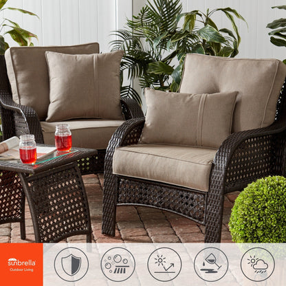 Ensemble de coussins d'extérieur à siège profond Sunbrella de qualité supérieure, 2 pièces