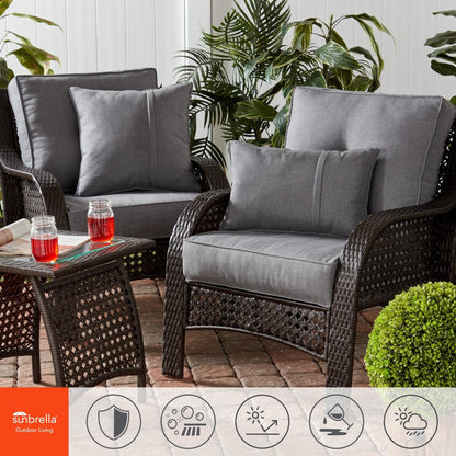 Ensemble de coussins d'extérieur à siège profond Sunbrella de qualité supérieure, 2 pièces