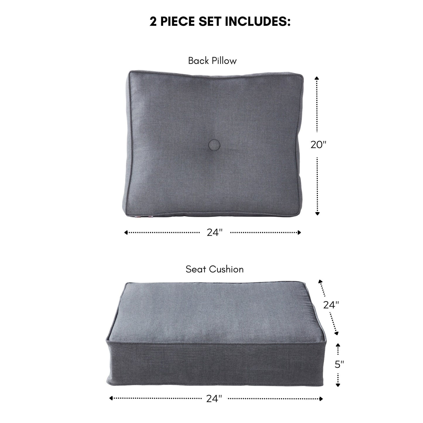 Ensemble de coussins d'extérieur à siège profond Sunbrella de qualité supérieure, 2 pièces