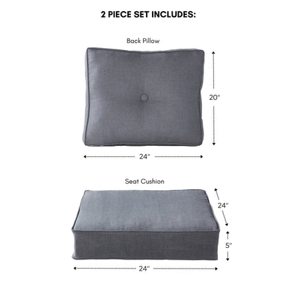 Ensemble de coussins d'extérieur à siège profond Sunbrella de qualité supérieure, 2 pièces