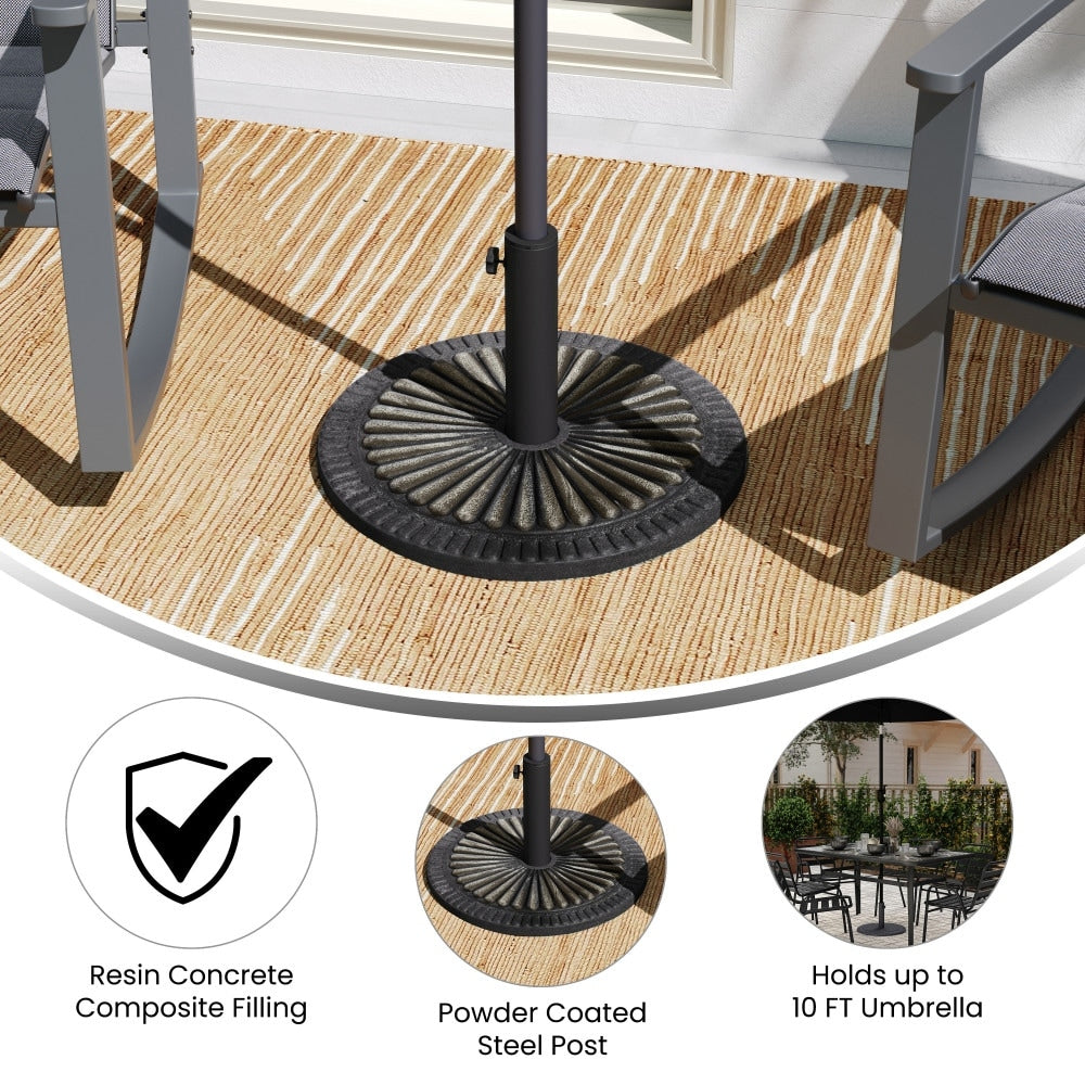 Base de parasol universelle en ciment résistante aux intempéries Sunburst