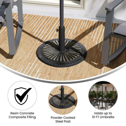 Base de parasol universelle en ciment résistante aux intempéries Sunburst