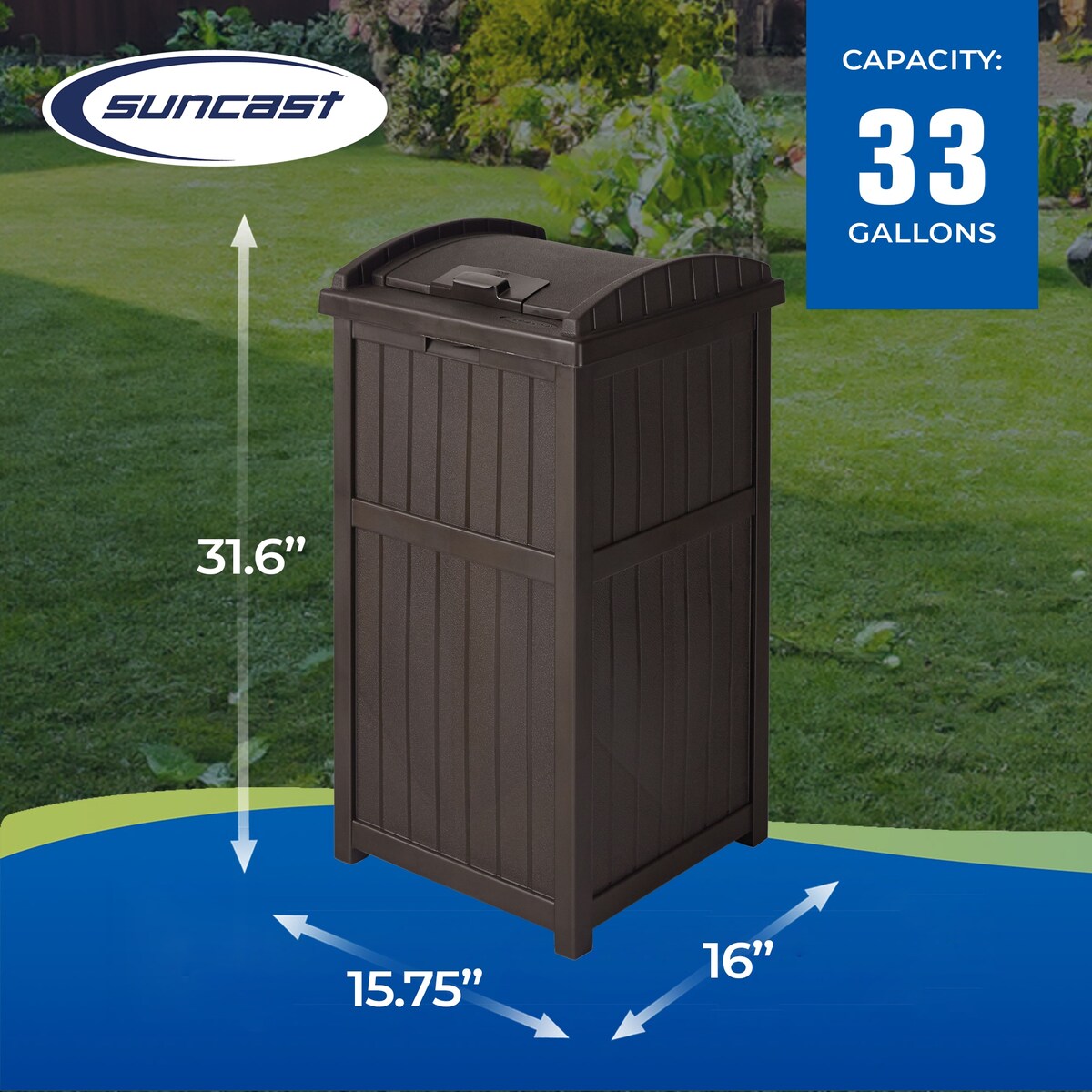 Poubelles dissimulées Suncast de 30 gallons pour l'extérieur et le cyberespace