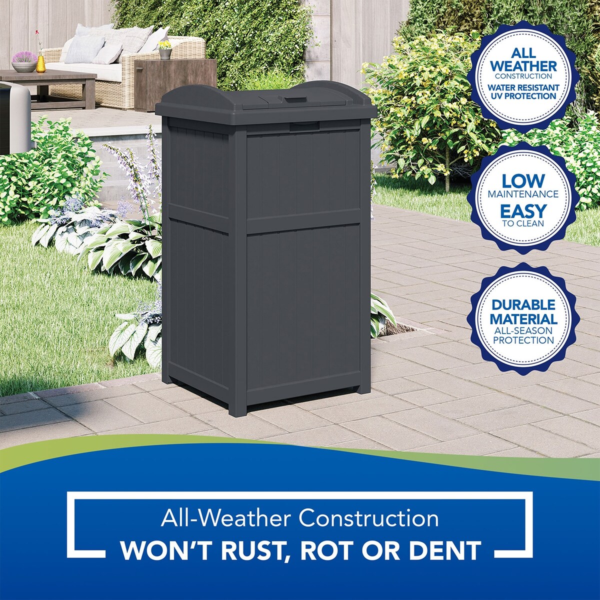 Poubelles dissimulées Suncast de 30 gallons pour l'extérieur et le cyberespace