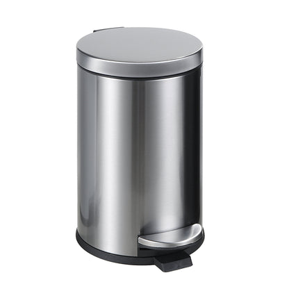 Poubelle ronde SunnyPoint de 4,5 litres / 1,2 gallon avec seau intérieur en plastique ; salle de bain, bureau et chambre à coucher, accès facile et fermeture lente