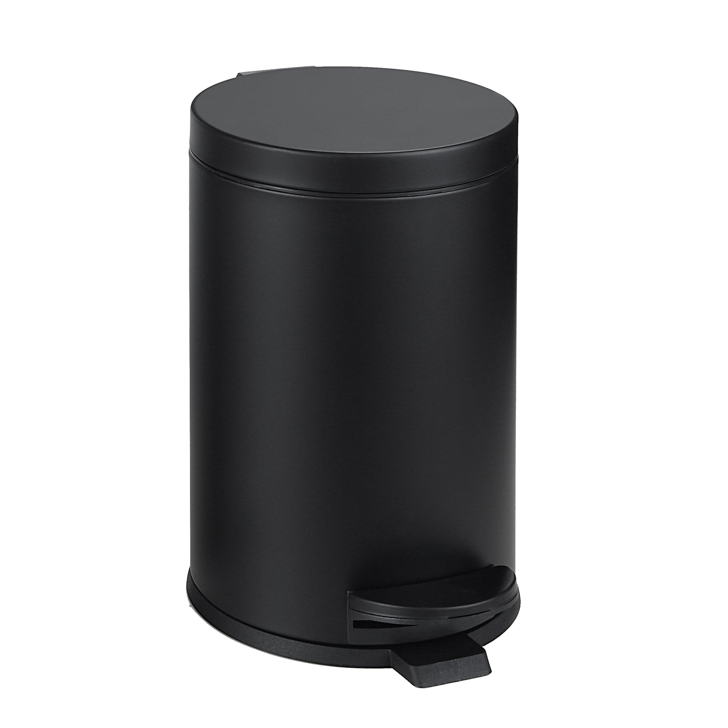 Poubelle ronde SunnyPoint de 4,5 litres / 1,2 gallon avec seau intérieur en plastique ; salle de bain, bureau et chambre à coucher, accès facile et fermeture lente