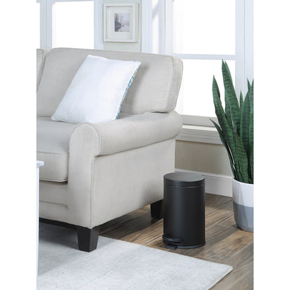 Poubelle ronde SunnyPoint de 4,5 litres / 1,2 gallon avec seau intérieur en plastique ; salle de bain, bureau et chambre à coucher, accès facile et fermeture lente