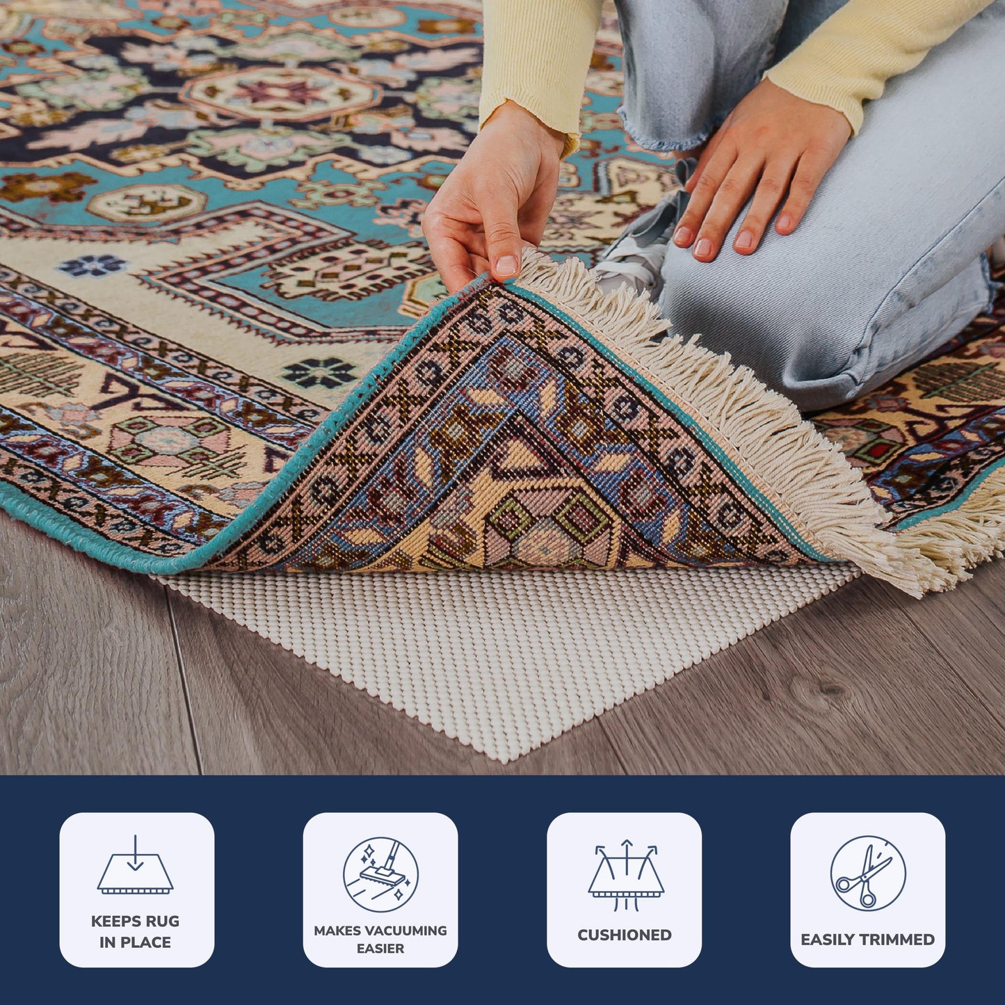 Sous-tapis antidérapant Super Grip de Slip-Stop - Ivoire