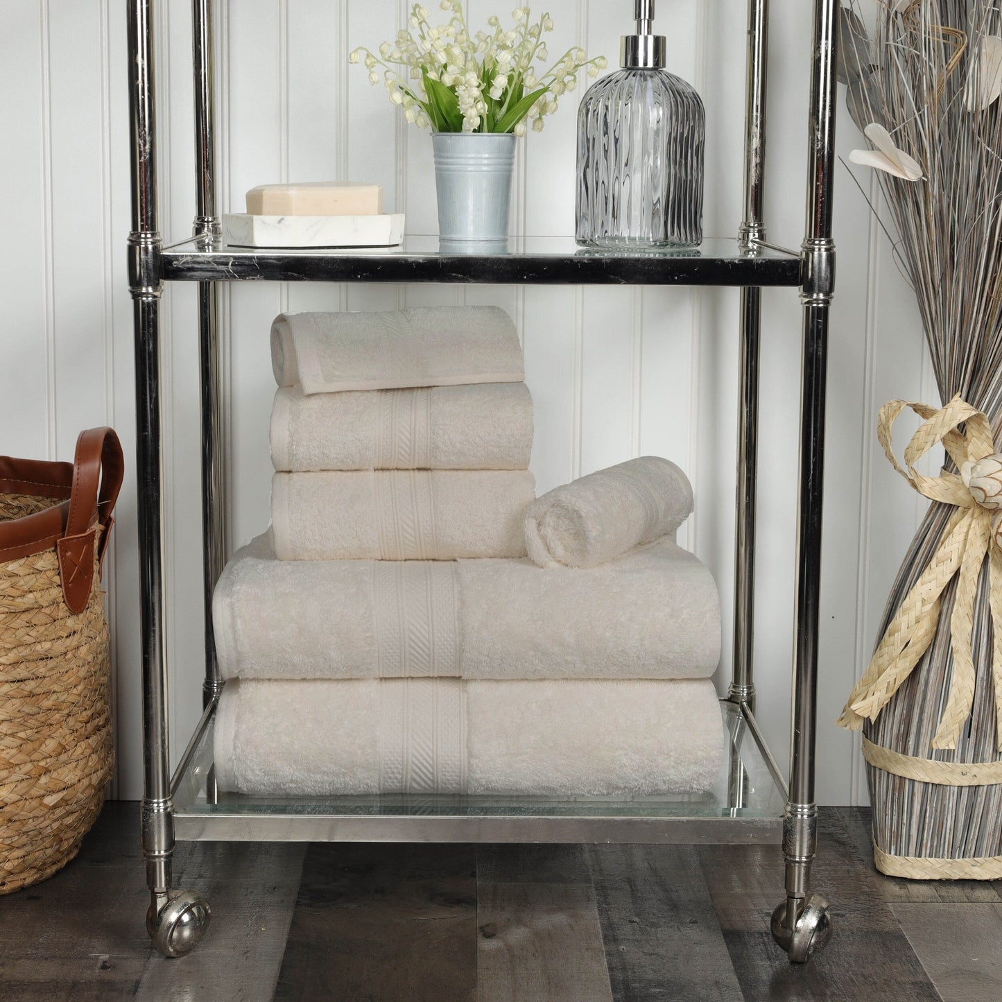 Ensemble de serviettes en coton peigné à longues fibres de qualité supérieure, 6 pièces