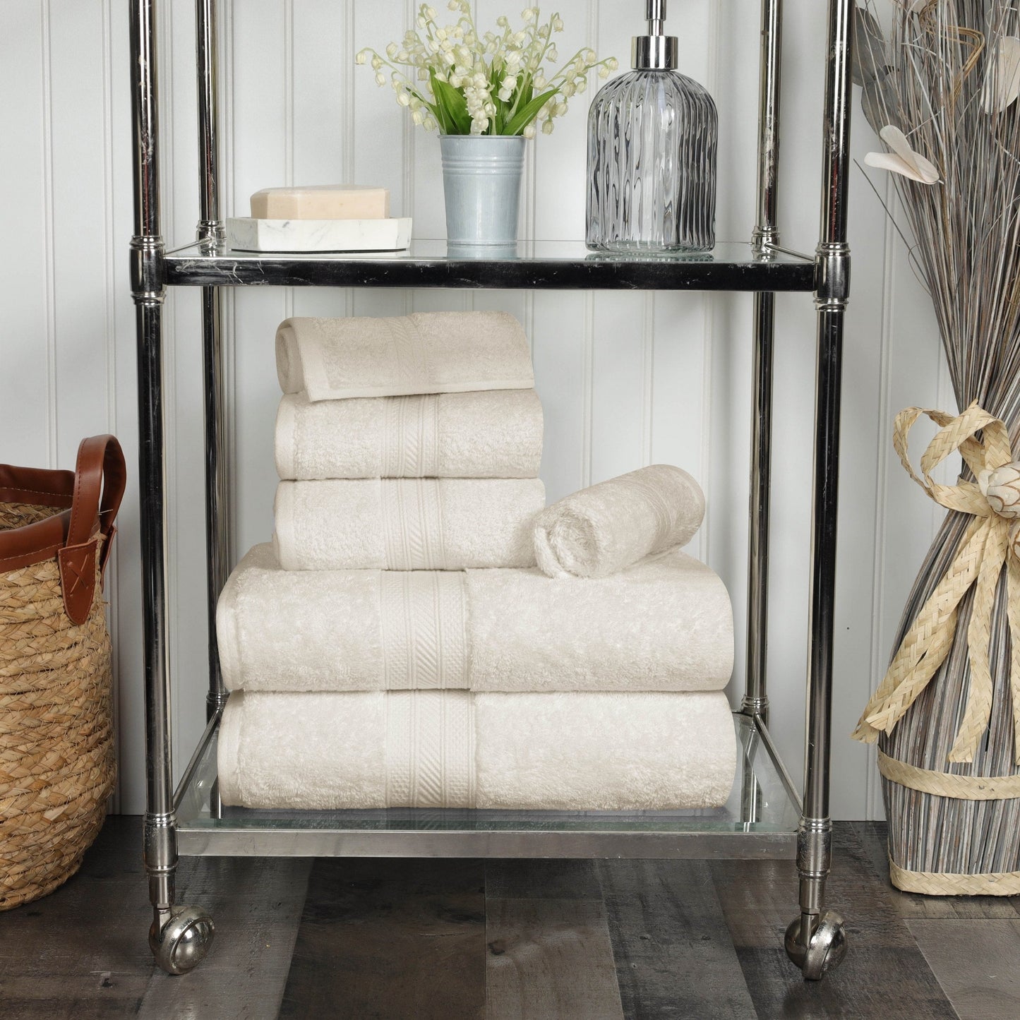 Ensemble de serviettes en coton peigné à longues fibres de qualité supérieure, 6 pièces