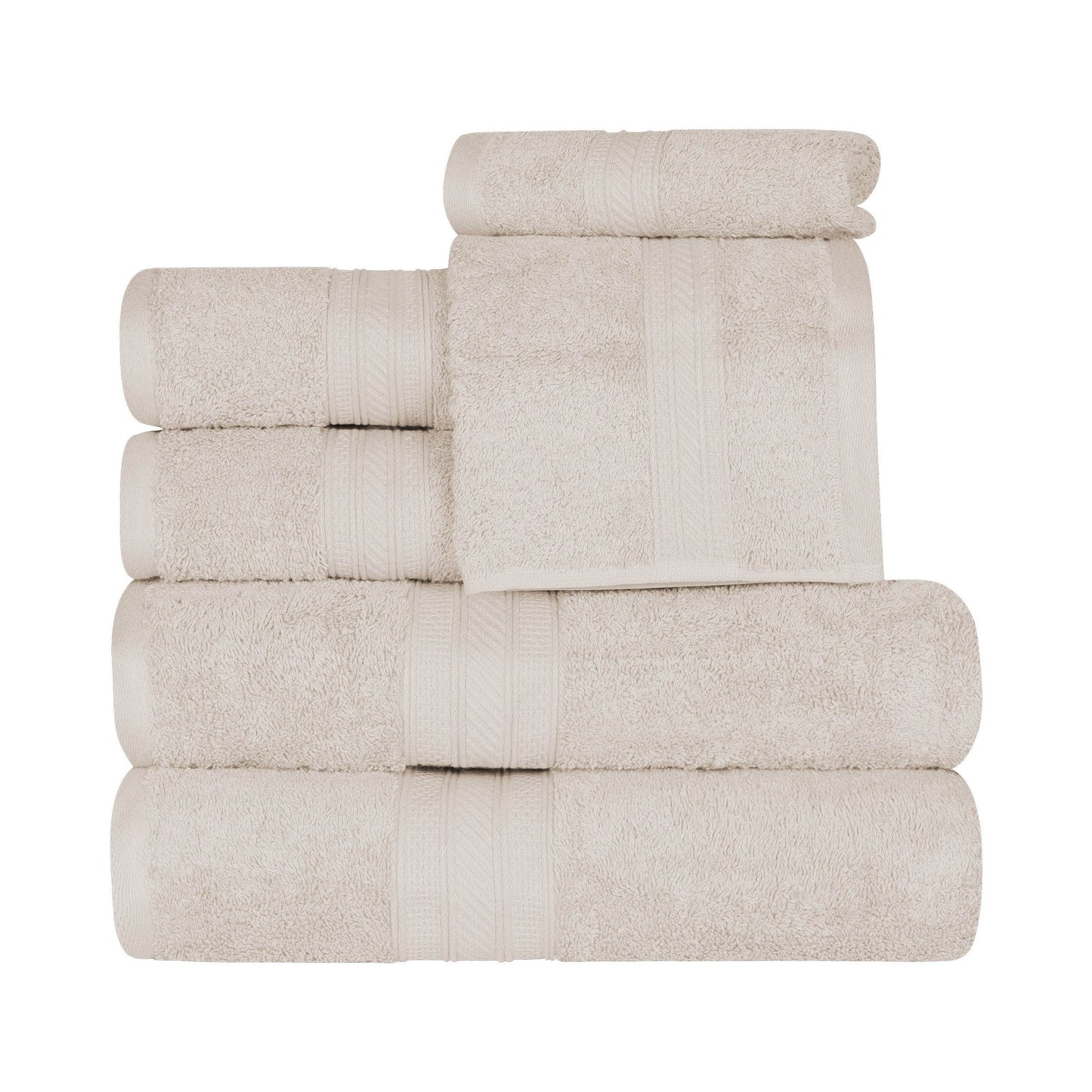 Ensemble de serviettes en coton peigné à longues fibres de qualité supérieure, 6 pièces