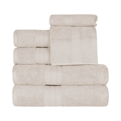 Ensemble de serviettes en coton peigné à longues fibres de qualité supérieure, 6 pièces