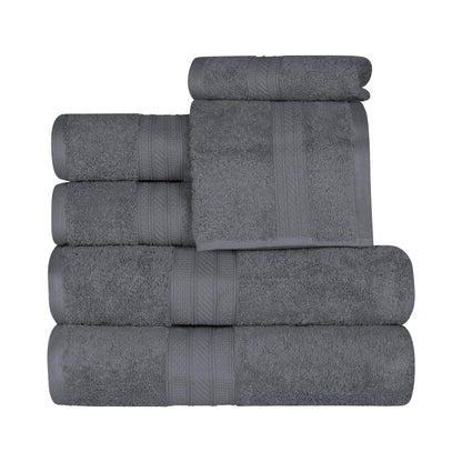 Ensemble de serviettes en coton peigné à longues fibres de qualité supérieure, 6 pièces