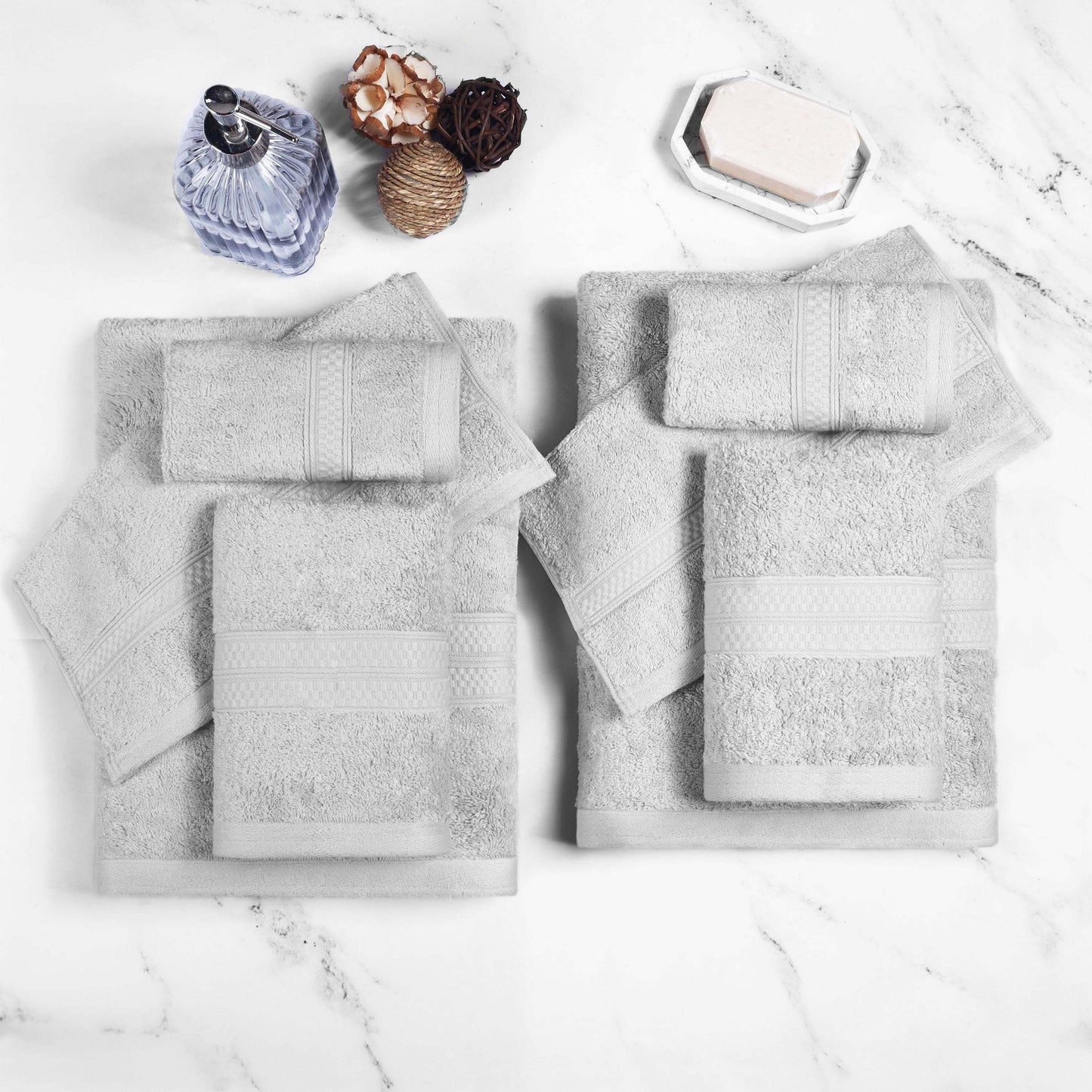 Ensemble de serviettes de bain de qualité supérieure, 8 pièces, en rayonne de bambou et coton