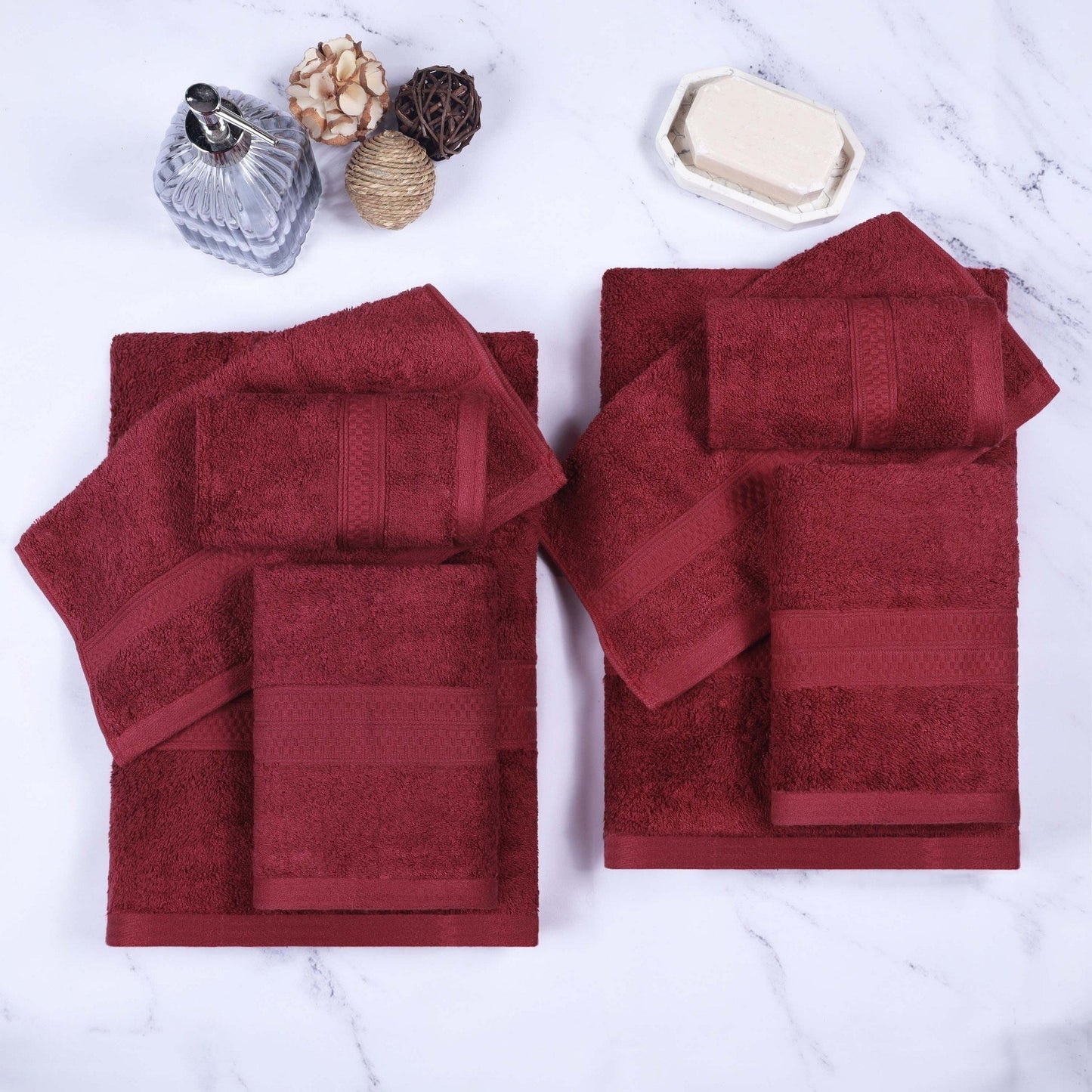 Ensemble de serviettes de bain de qualité supérieure, 8 pièces, en rayonne de bambou et coton