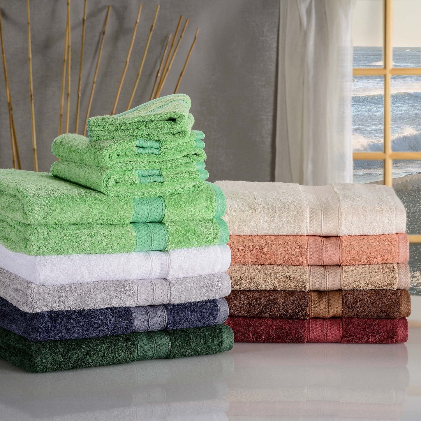 Ensemble de serviettes de bain de qualité supérieure, 8 pièces, en rayonne de bambou et coton