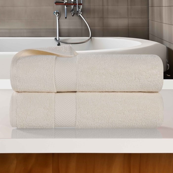 Serviette de bain en coton absorbante de qualité supérieure, sans torsion (lot de 2)