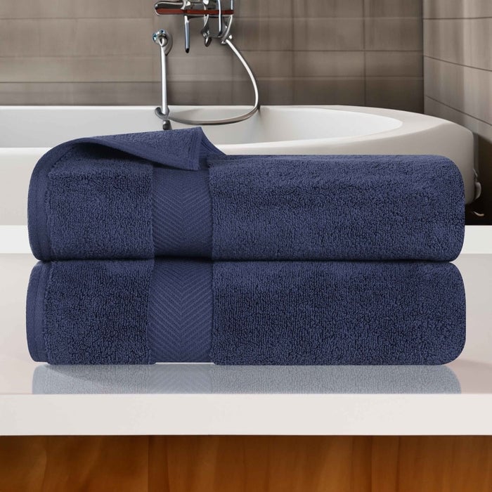 Serviette de bain en coton absorbante de qualité supérieure, sans torsion (lot de 2)