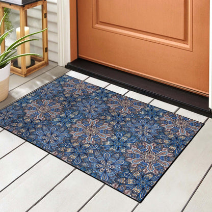 Tapis d'intérieur et d'extérieur antidérapant à motif floral bohème Cassidy de qualité supérieure