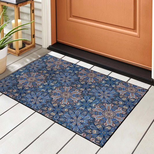 Tapis d'intérieur et d'extérieur antidérapant à motif floral bohème Cassidy de qualité supérieure