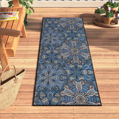 Tapis d'intérieur et d'extérieur antidérapant à motif floral bohème Cassidy de qualité supérieure