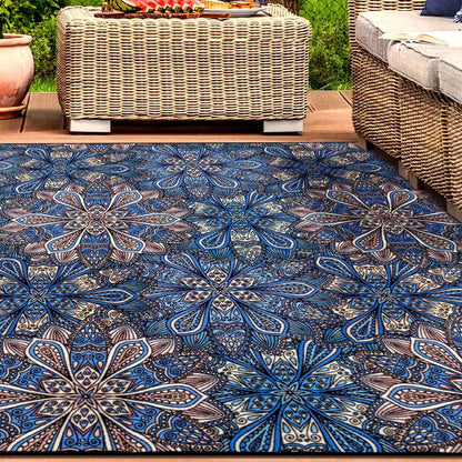 Tapis d'intérieur et d'extérieur antidérapant à motif floral bohème Cassidy de qualité supérieure