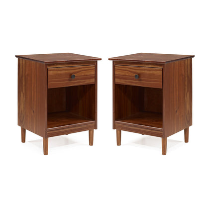 Table de chevet Walker Edison Bullrushes à 1 tiroir en bois massif (lot de 2)