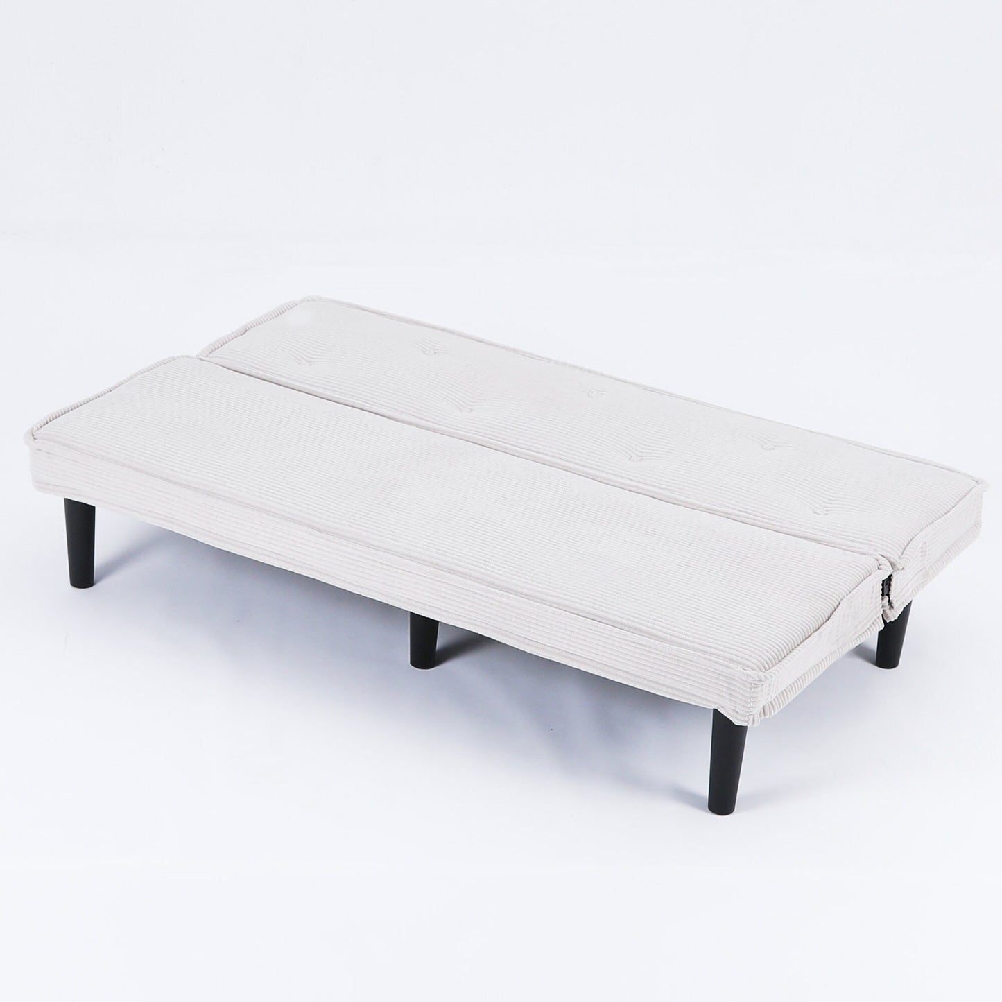 This 66-inch corduroy sofa bed can switch between the two comfortable forms