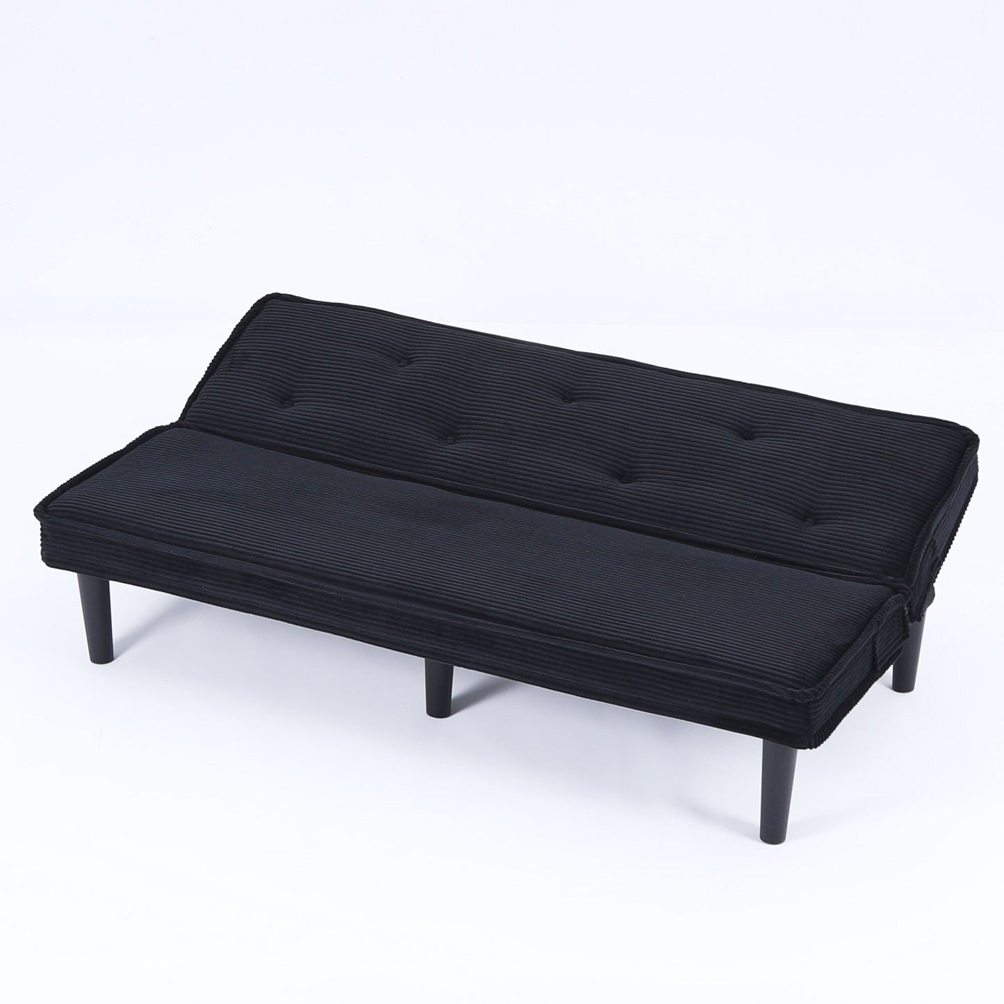 This 66-inch corduroy sofa bed can switch between the two comfortable forms