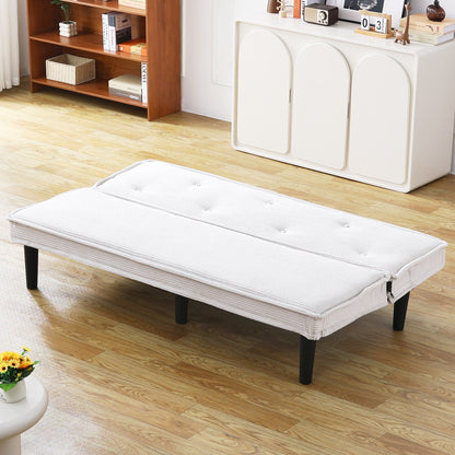 This 66-inch corduroy sofa bed can switch between the two comfortable forms
