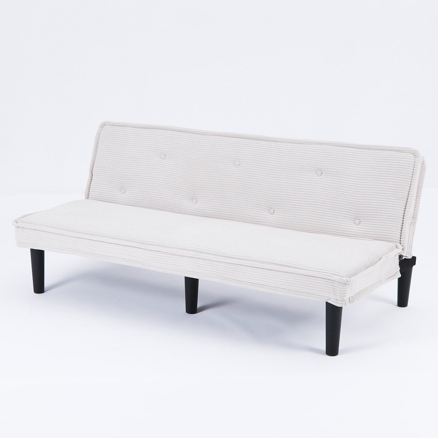 This 66-inch corduroy sofa bed can switch between the two comfortable forms