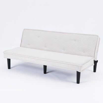 This 66-inch corduroy sofa bed can switch between the two comfortable forms