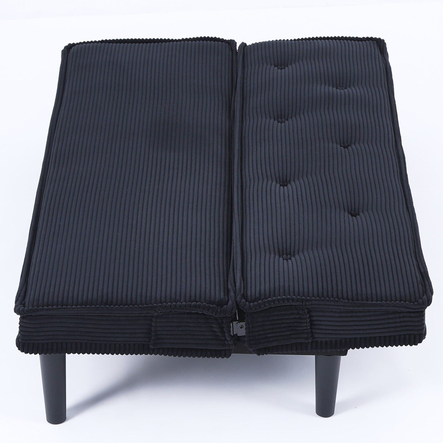 This 66-inch corduroy sofa bed can switch between the two comfortable forms