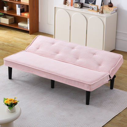 This 66-inch corduroy sofa bed can switch between the two comfortable forms