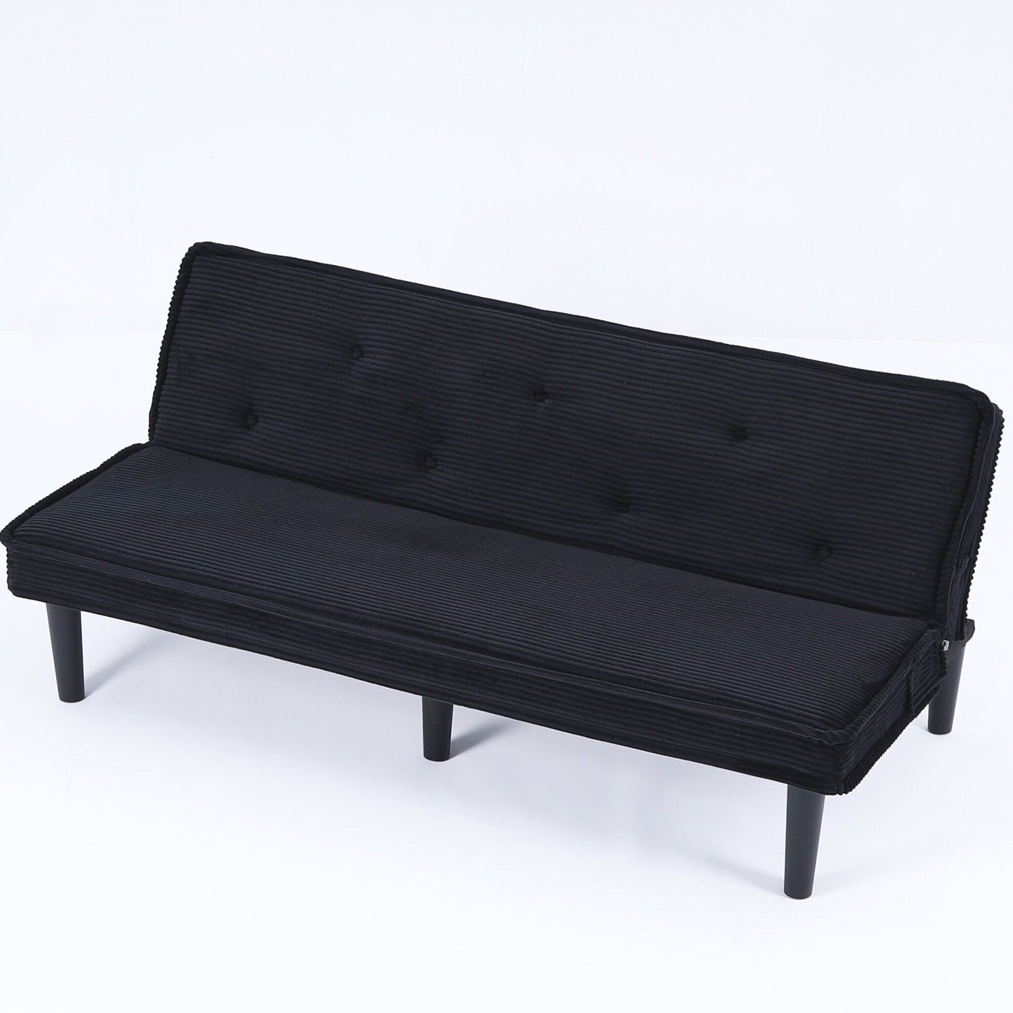 This 66-inch corduroy sofa bed can switch between the two comfortable forms