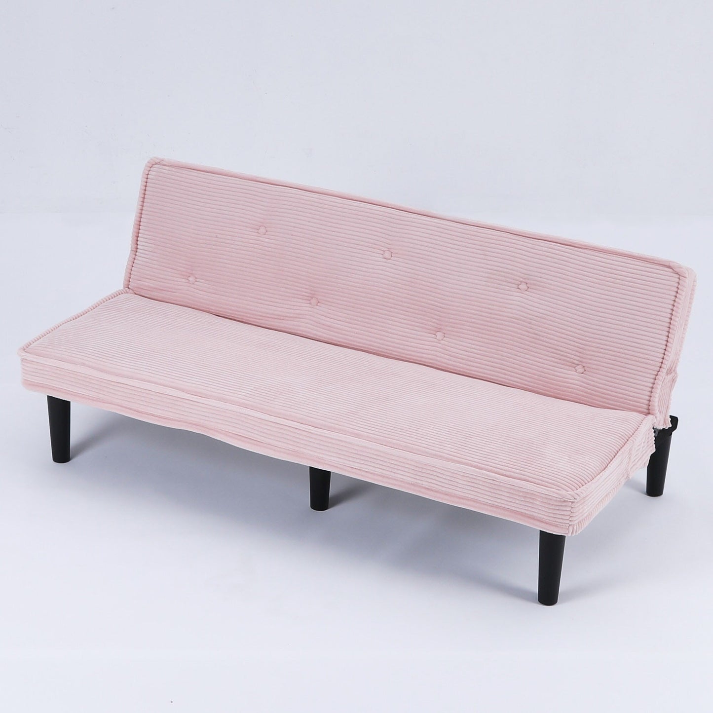 This 66-inch corduroy sofa bed can switch between the two comfortable forms