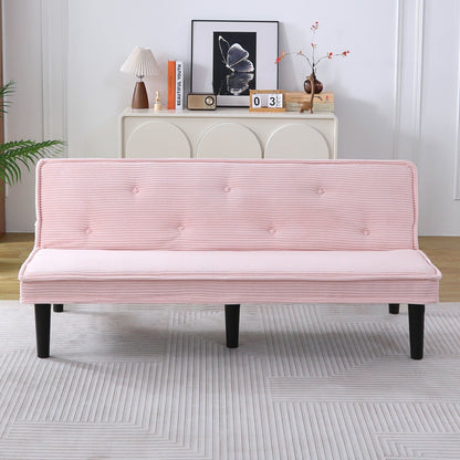 This 66-inch corduroy sofa bed can switch between the two comfortable forms