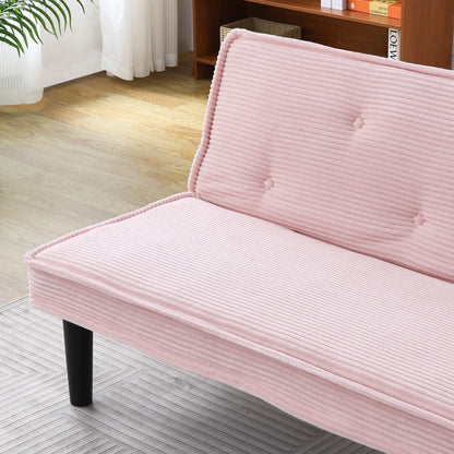 This 66-inch corduroy sofa bed can switch between the two comfortable forms