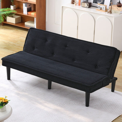 This 66-inch corduroy sofa bed can switch between the two comfortable forms