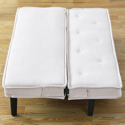 This 66-inch corduroy sofa bed can switch between the two comfortable forms