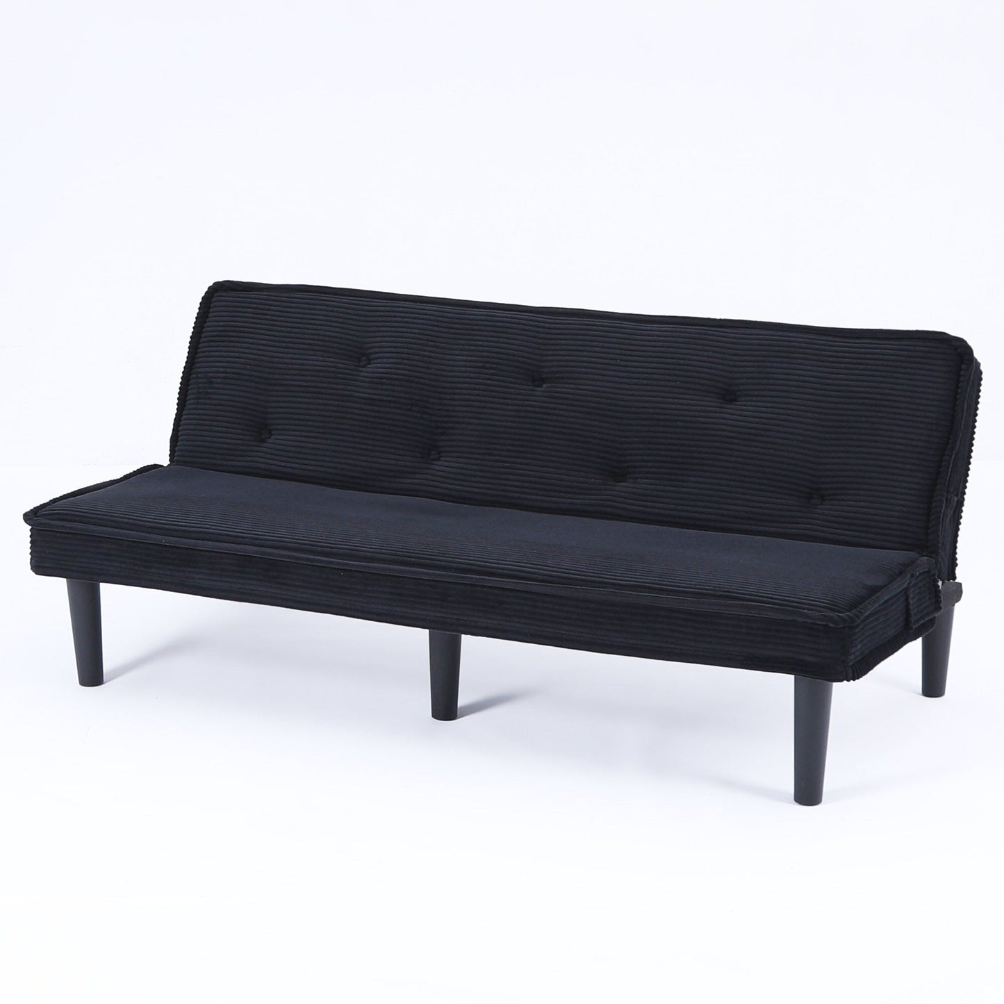 This 66-inch corduroy sofa bed can switch between the two comfortable forms