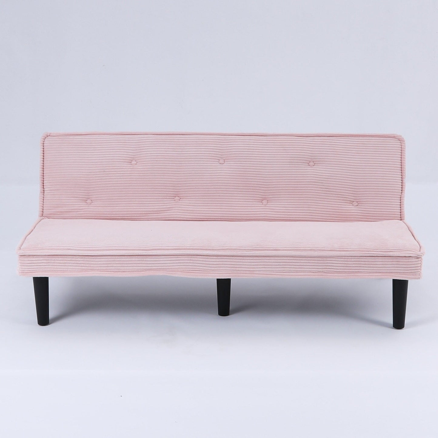 This 66-inch corduroy sofa bed can switch between the two comfortable forms