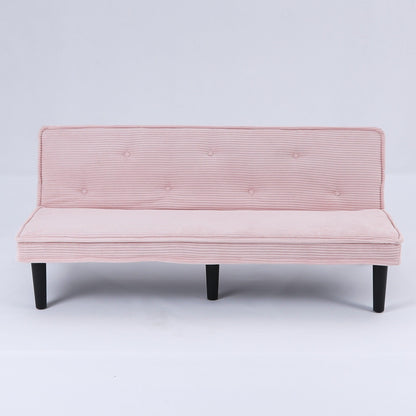 This 66-inch corduroy sofa bed can switch between the two comfortable forms