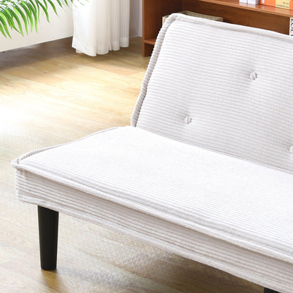 This 66-inch corduroy sofa bed can switch between the two comfortable forms