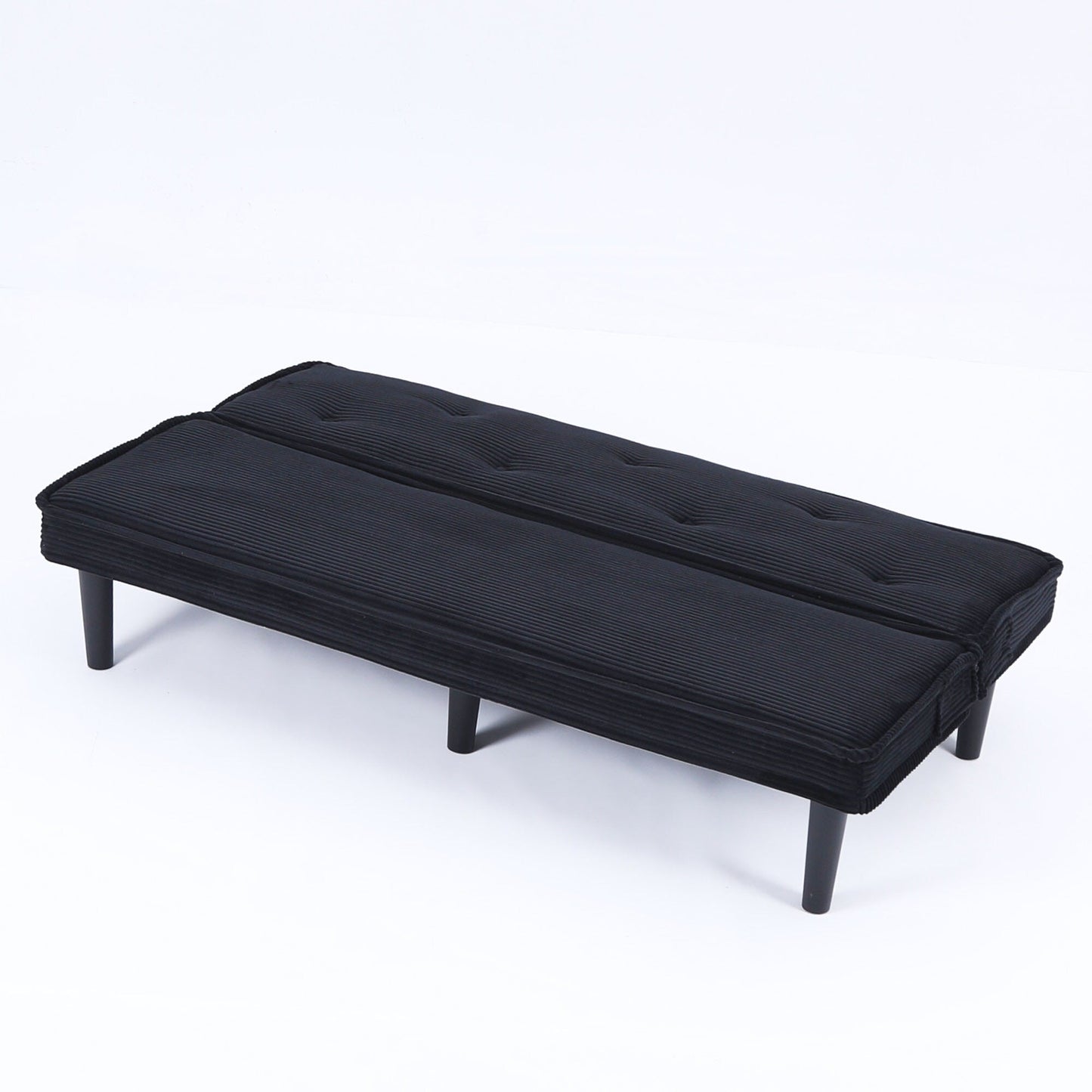 This 66-inch corduroy sofa bed can switch between the two comfortable forms
