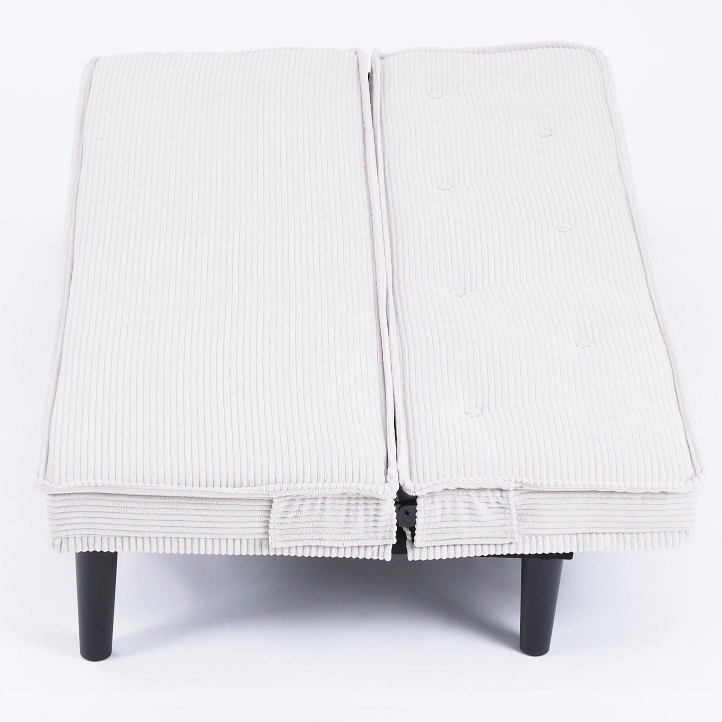 This 66-inch corduroy sofa bed can switch between the two comfortable forms