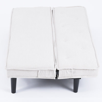 This 66-inch corduroy sofa bed can switch between the two comfortable forms