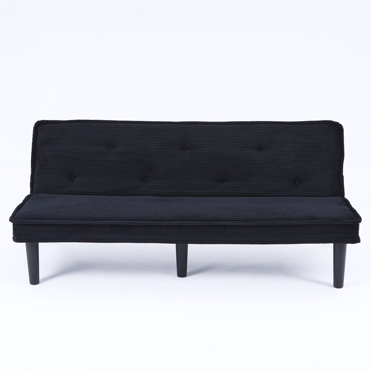 This 66-inch corduroy sofa bed can switch between the two comfortable forms